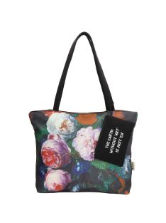 Beagles Art fekete-fehér rózsás női strandtáska