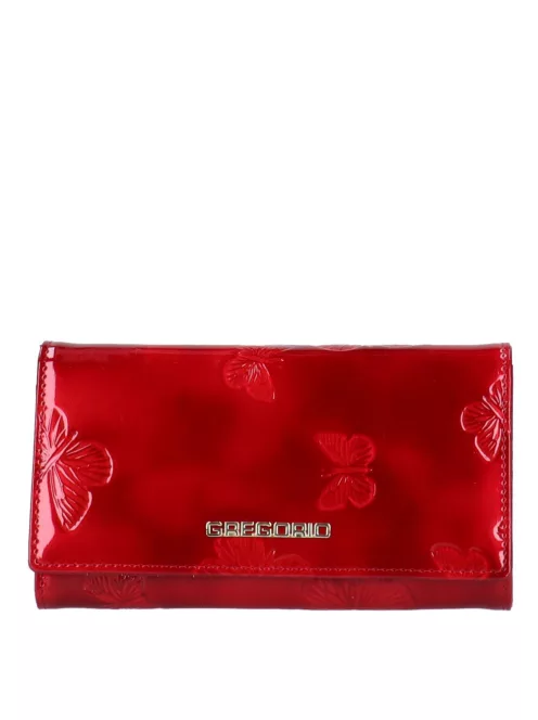 Gregorio BT-114 piros lepkés lakk bőr női pénztárca