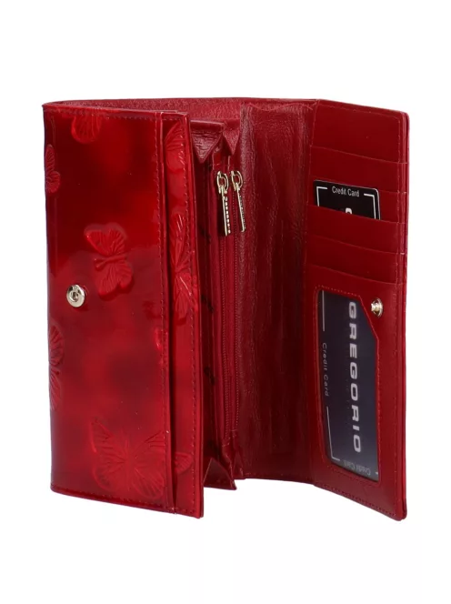 Gregorio BT-114 piros lepkés lakk bőr női pénztárca