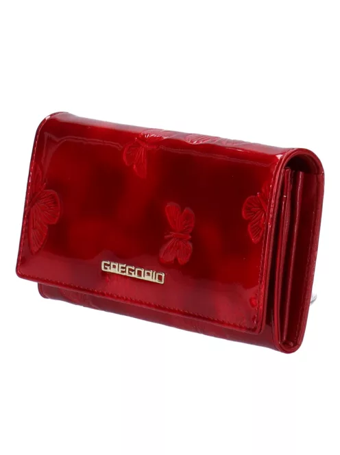 Gregorio BT-114 piros lepkés lakk bőr női pénztárca