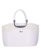 Karen 9079 bis fehér virágos rostbőr női kicsi kézitáska