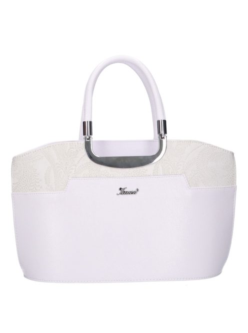 Karen 9079 bis fehér virágos rostbőr női kicsi kézitáska