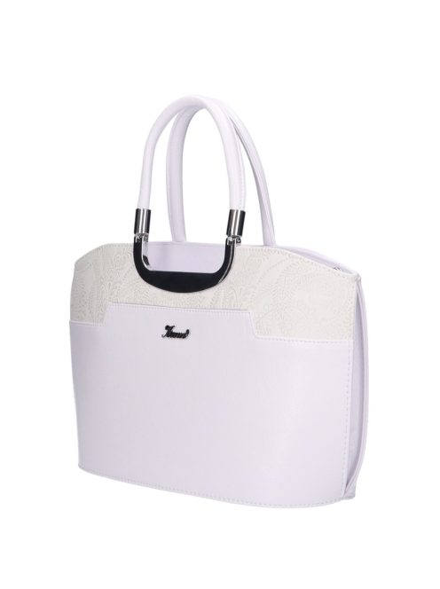 Karen 9079 bis fehér virágos rostbőr női kicsi kézitáska