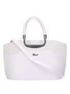 Karen 9079 bis fehér virágos rostbőr női kicsi kézitáska