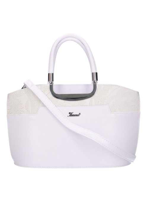 Karen 9079 bis fehér virágos rostbőr női kicsi kézitáska