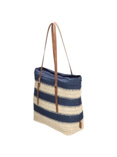   Piero Erbacci Natural Life drapp-kék női szalma válltáska