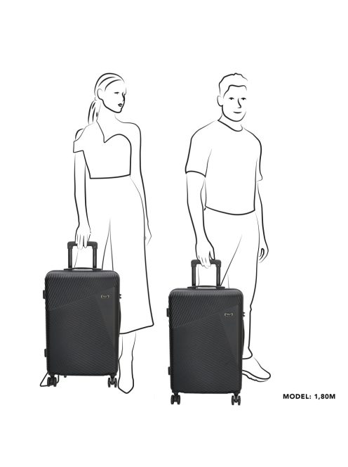 Beagles Marbella fekete 4 kerekű közepes bőrönd