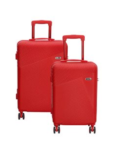 Beagles Marbella piros 4 kerekű 2 részes bőrönd szett