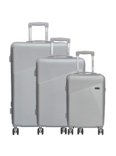 Beagles Marbella ezüst 4 kerekű 3 részes bőrönd szett