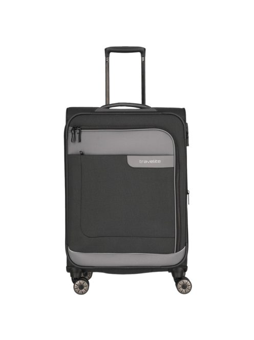 TRAVELITE Viia M antrazit 4 kerekű bővíthető közepes bőrönd 