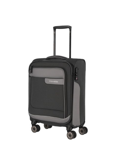 TRAVELITE Viia M antrazit 4 kerekű bővíthető közepes bőrönd 
