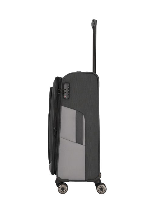 TRAVELITE Viia M antrazit 4 kerekű bővíthető közepes bőrönd 