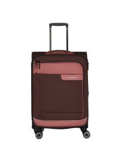 TRAVELITE Viia M rozé 4 kerekű bővíthető közepes bőrönd 