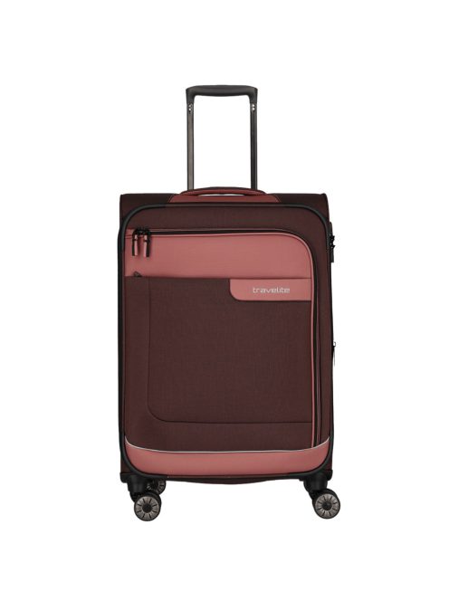 TRAVELITE Viia M rozé 4 kerekű bővíthető közepes bőrönd 