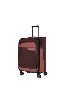 TRAVELITE Viia M rozé 4 kerekű bővíthető közepes bőrönd 