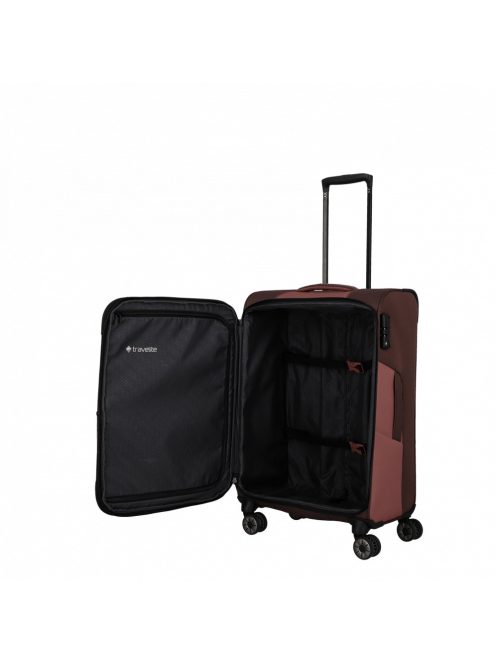 TRAVELITE Viia M rozé 4 kerekű bővíthető közepes bőrönd 