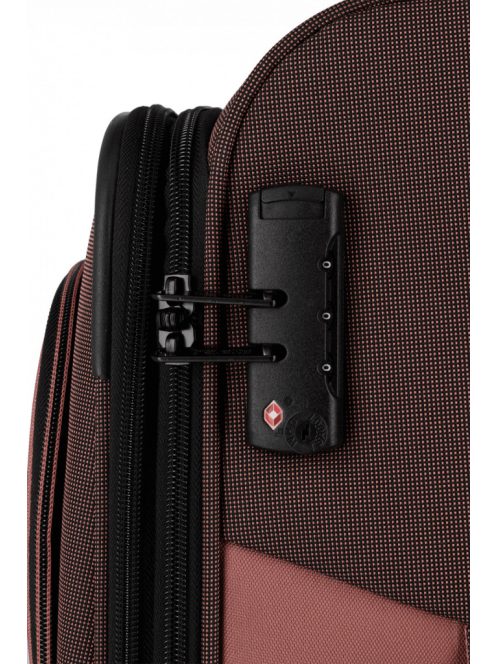 TRAVELITE Viia M rozé 4 kerekű bővíthető közepes bőrönd 