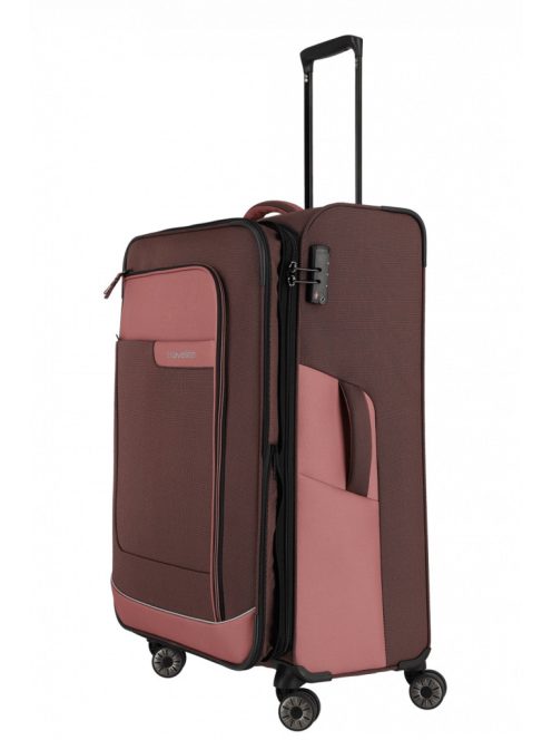 TRAVELITE Viia L rozé 4 kerekű bővíthető nagy bőrönd 