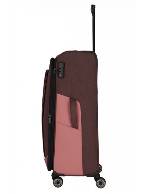 TRAVELITE Viia L rozé 4 kerekű bővíthető nagy bőrönd 