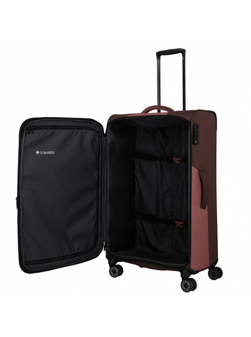 TRAVELITE Viia L rozé 4 kerekű bővíthető nagy bőrönd 