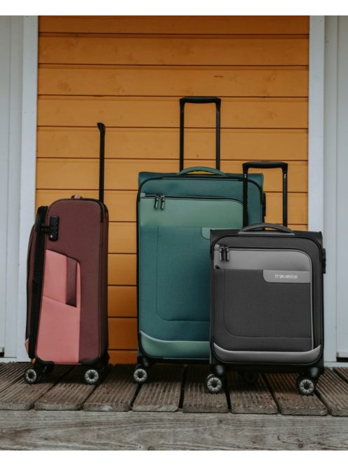 TRAVELITE Viia L rozé 4 kerekű bővíthető nagy bőrönd 