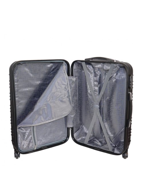 Leonardo Da Vinci Modena fekete 4 kerekű közepes bőrönd