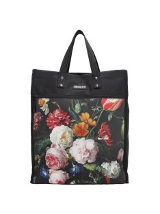 Beagles Shop & Go fekete virágos női bevásárló táska