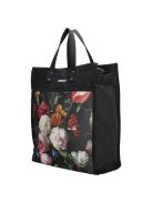 Beagles Shop & Go fekete virágos női bevásárló táska