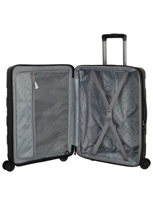 Beagles Valencia fekete 4 kerekű bővíthető közepes bőrönd