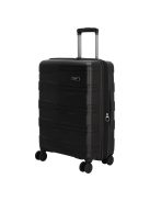 Beagles Valencia fekete 4 kerekű bővíthető közepes bőrönd