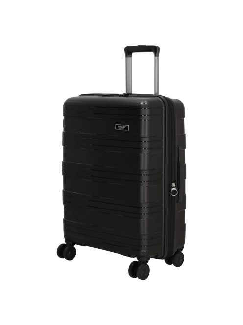 Beagles Valencia fekete 4 kerekű bővíthető közepes bőrönd