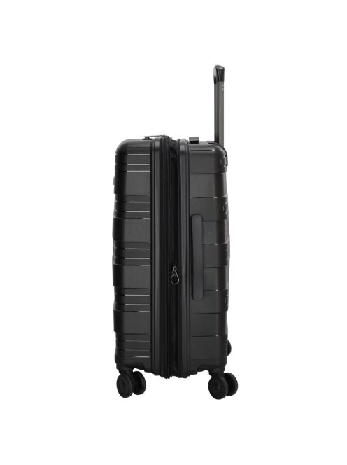 Beagles Valencia fekete 4 kerekű bővíthető közepes bőrönd