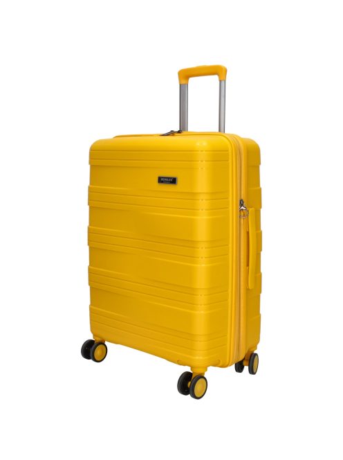 Beagles Valencia sárga 4 kerekű bővíthető közepes bőrönd