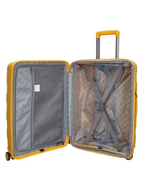 Beagles Valencia sárga 4 kerekű bővíthető közepes bőrönd