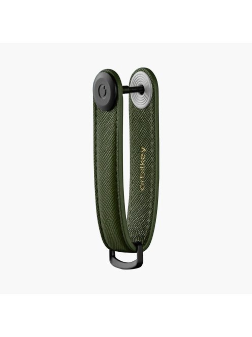 Kulcstartó Orbitkey KEY ORGANISER Saffiano Leather olive bőr
