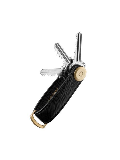 Kulcstartó Orbitkey KEY ORGANISER Saffiano Leather liquorice black bőr