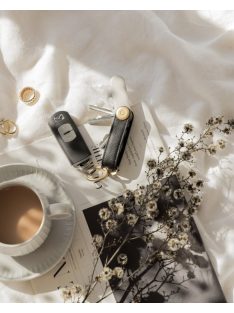 Kulcstartó Orbitkey KEY ORGANISER Saffiano Leather liquorice black bőr