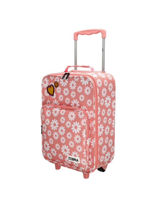 Zebra Trends rózsaszín virágos 2 kerekű gyerek bőrönd