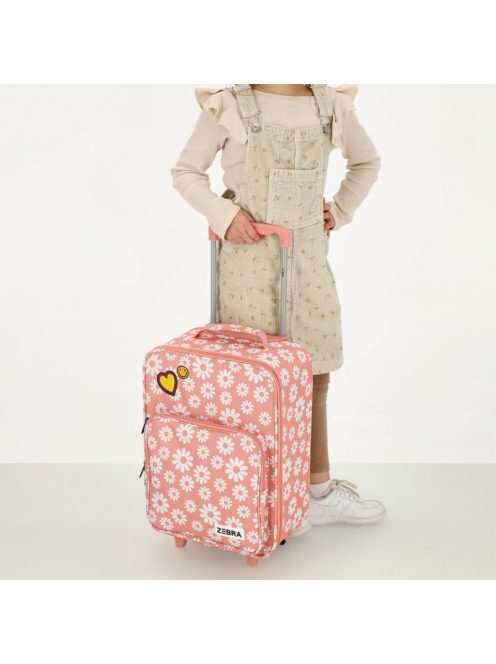 Zebra Trends rózsaszín virágos 2 kerekű gyerek bőrönd