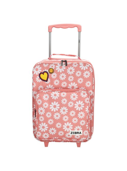 Zebra Trends rózsaszín virágos 2 kerekű gyerek bőrönd