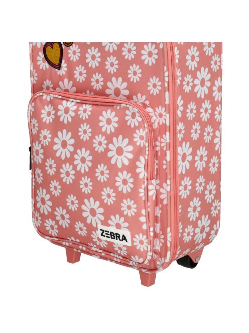 Zebra Trends rózsaszín virágos 2 kerekű gyerek bőrönd