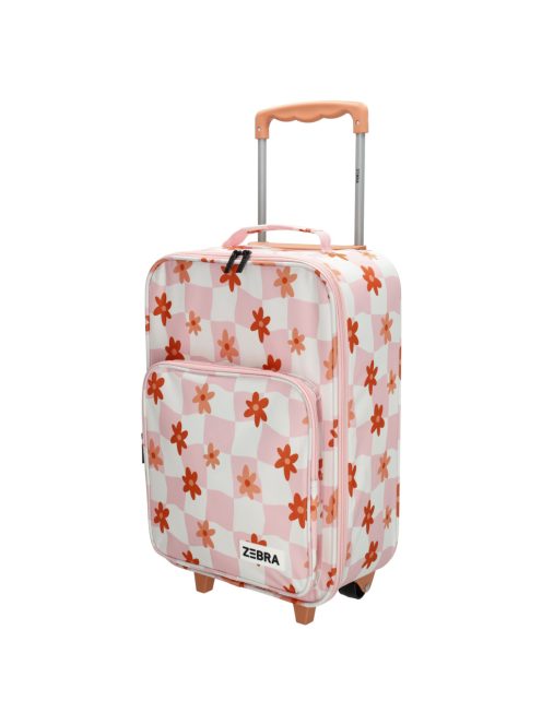 Zebra Trends rózsaszín virágos 2 kerekű gyerek bőrönd