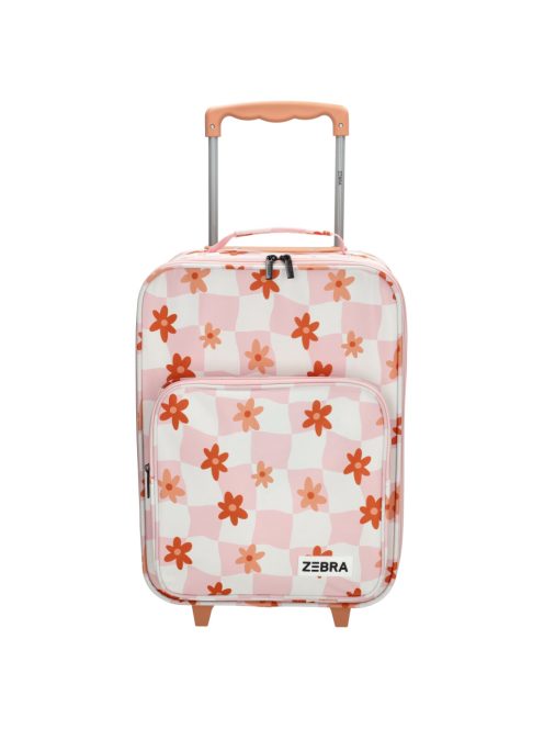 Zebra Trends rózsaszín virágos 2 kerekű gyerek bőrönd