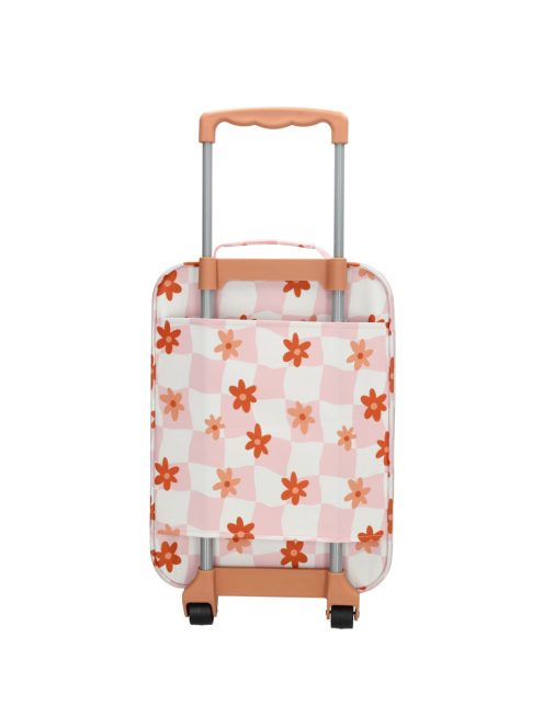 Zebra Trends rózsaszín virágos 2 kerekű gyerek bőrönd