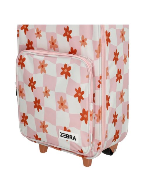 Zebra Trends rózsaszín virágos 2 kerekű gyerek bőrönd