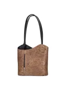 Olasz bőr 238 drapp arany virágos válltáska/hátizsák