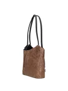 Olasz bőr 238 drapp arany virágos válltáska/hátizsák