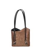 Olasz bőr 238 drapp arany virágos válltáska/hátizsák