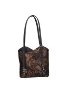 Olasz bőr 238 fekete arany virágos válltáska/hátizsák