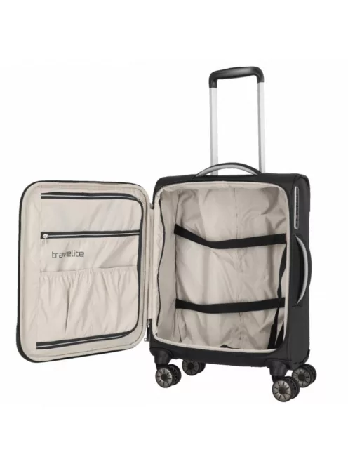 Travelite Miigo S fekete 4 kerekű kabin méretű bőrönd 
